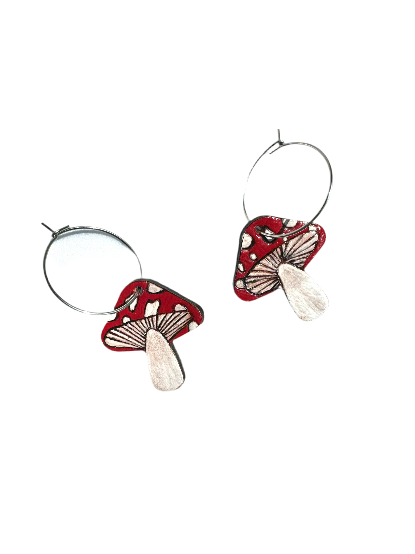 Tooled Leather Mushroom Hoops