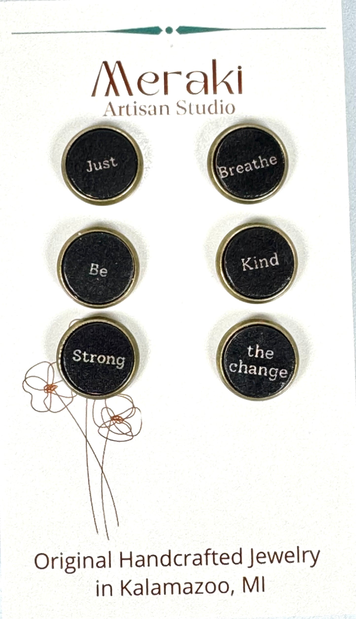 Just Breathe Be Kind Leather Stud Sets