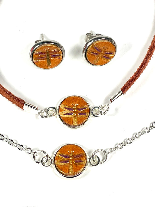 Dragonfly Leather Jewelry Sets
