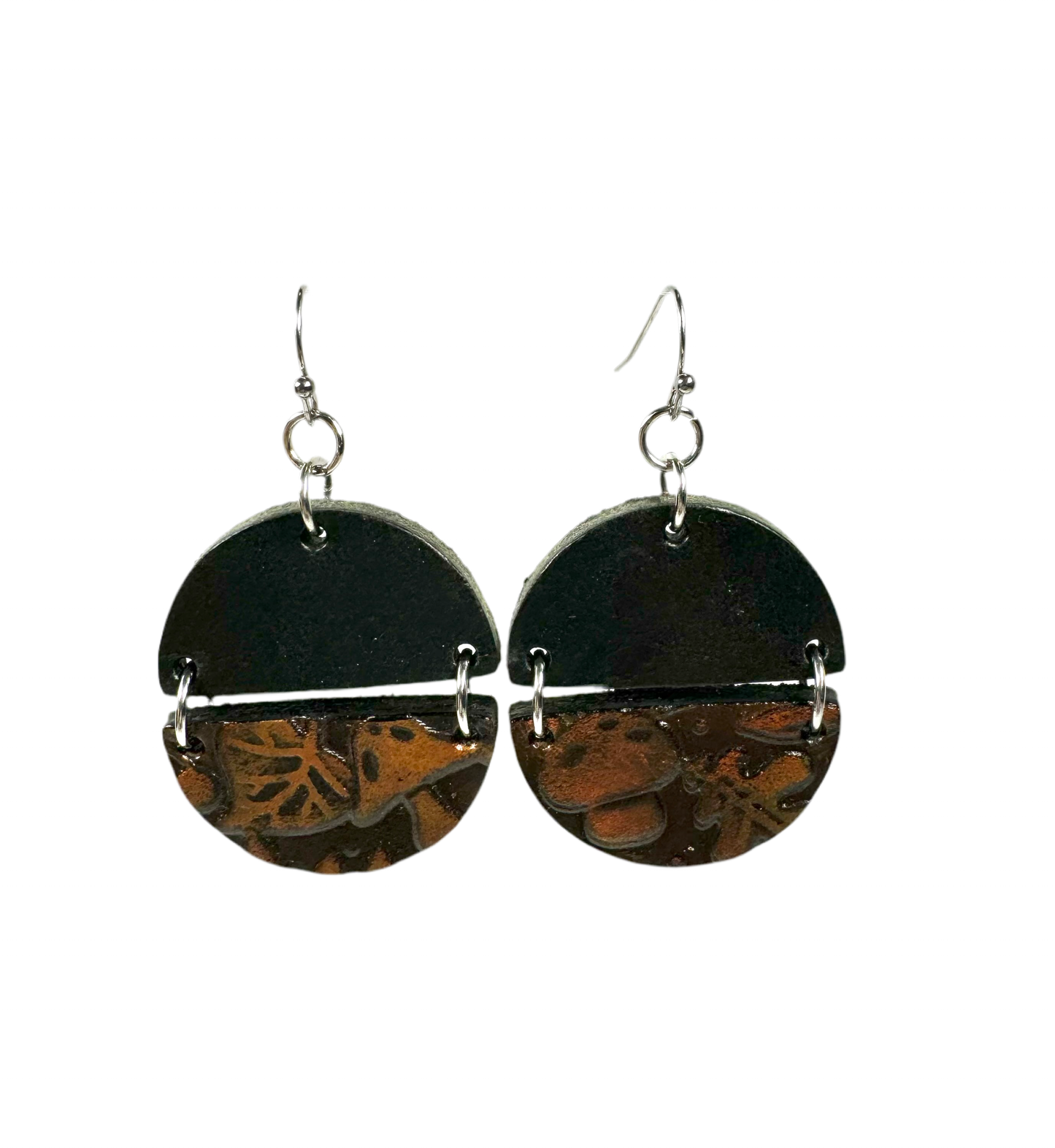 Mushroom Embossed Leather Earrings