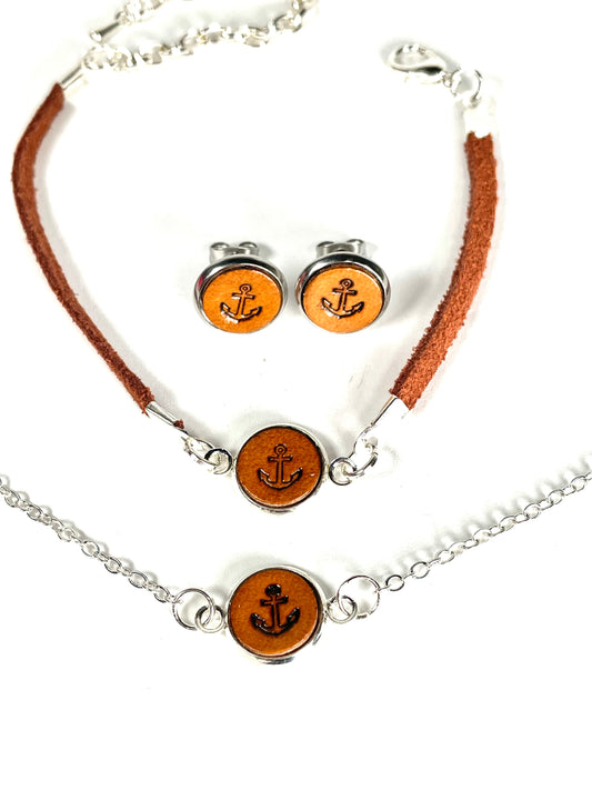 Anchor Leather Jewelry Set