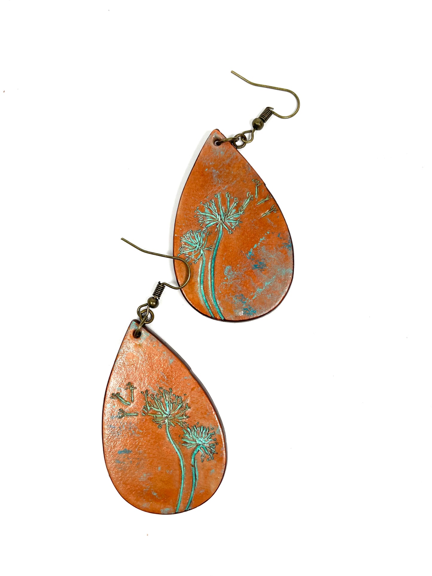 Dandelion Leather Teardrop Earrings
