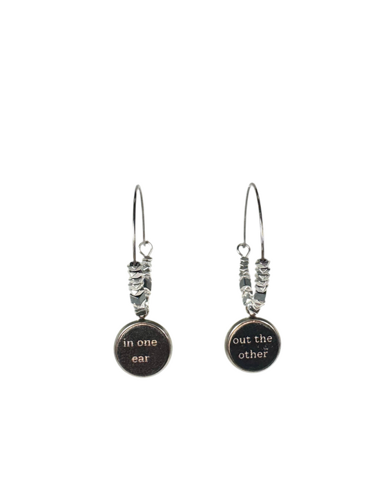In one ear out the other protective hematite stainless steel hoops