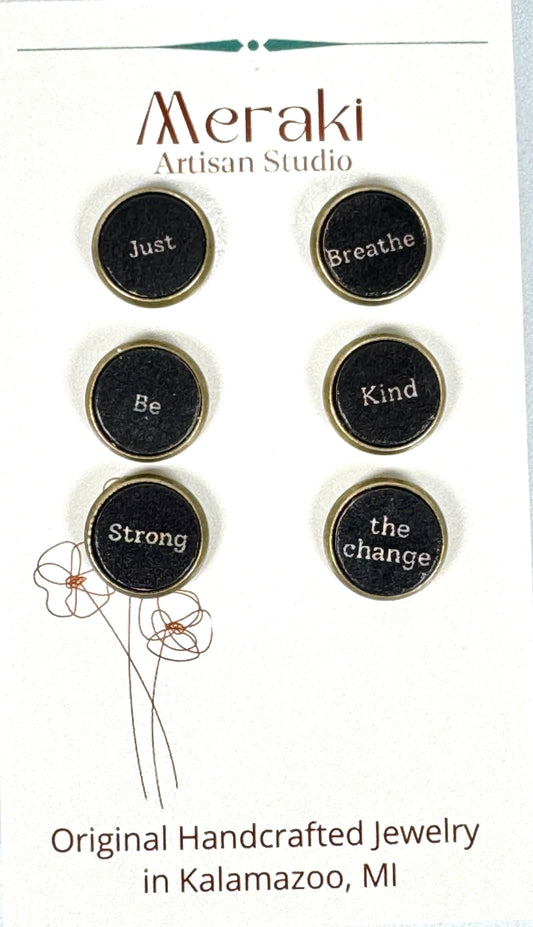 Just Breathe Be Kind Leather Stud Sets